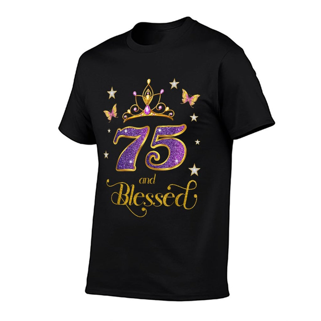 75 And Blessed 75 Years Old Birthday 75th Birthday  Trendy Pattern T-Shirt