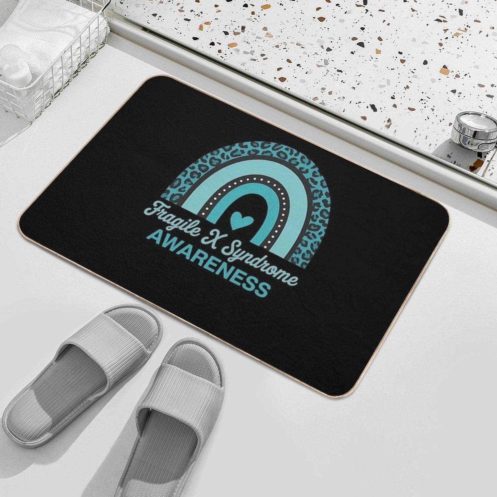 1 We Wear Teal Rainbow Awsewome Fragile X Syndrome Awareness  Versatile Bath Mat