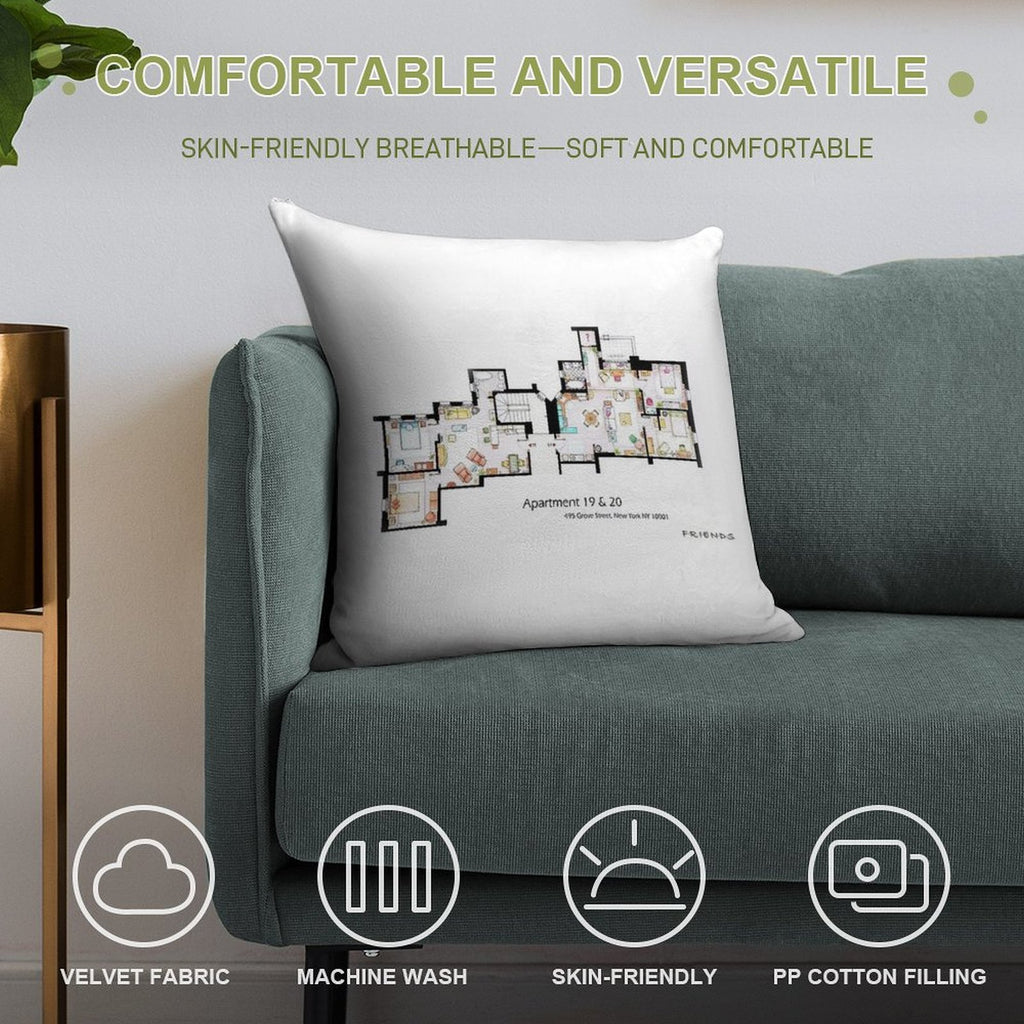 495 Grove Street, New York NY 10001 Soft Multiple Sizes Throw Pillow