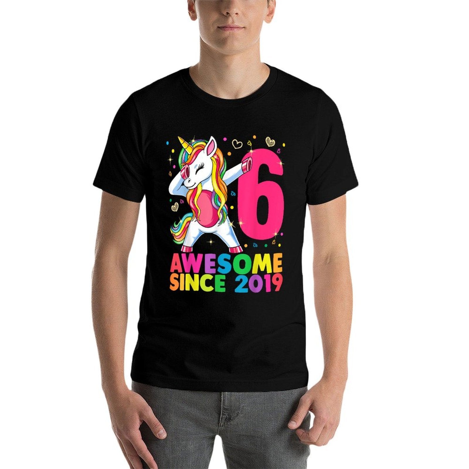 6 Years Old Unicorn Dabbing 6th Birthday Girl Unicorn Party  Relaxed-fit T-Shirt