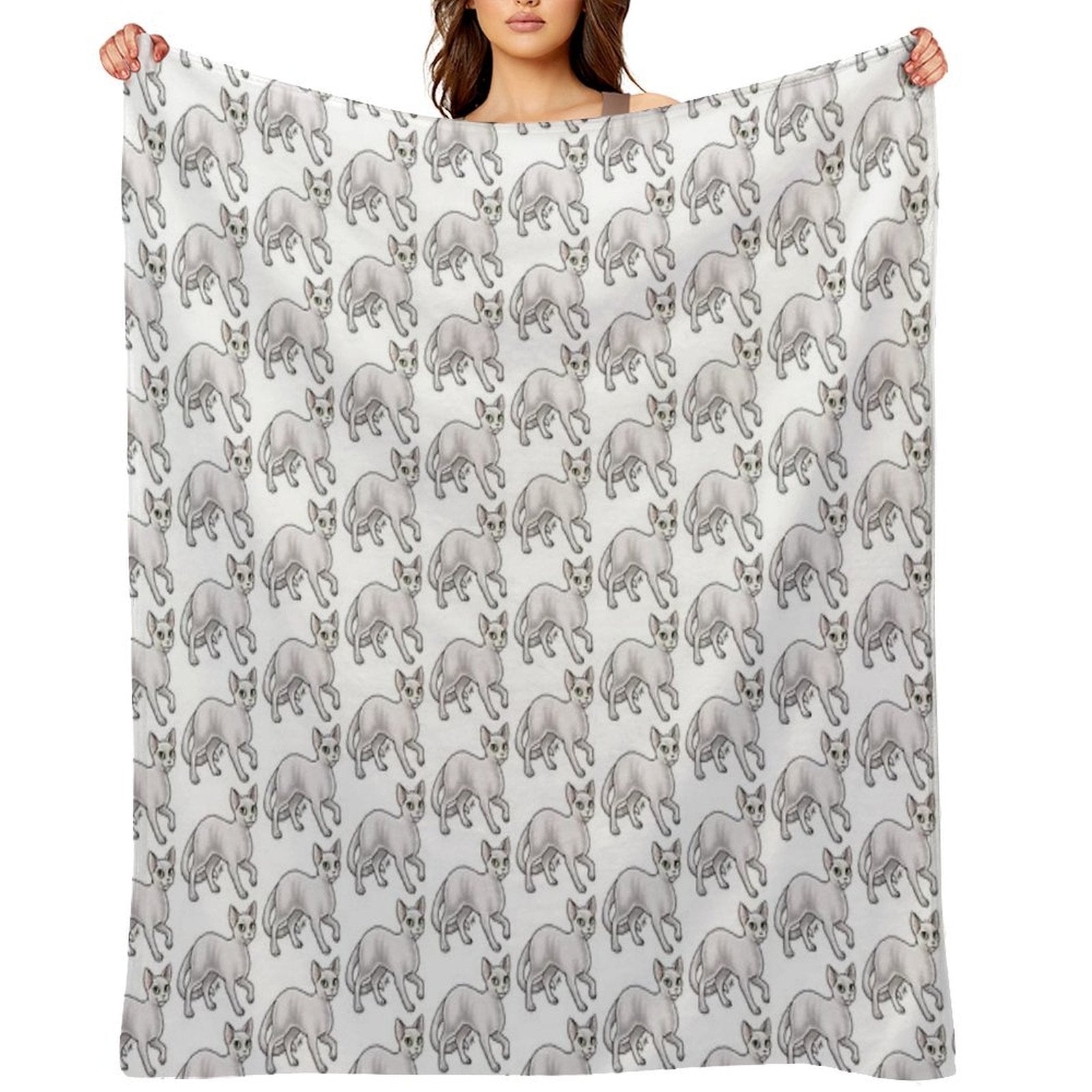 Cat - Devon Rex - White Gift-ready Throw Blanket