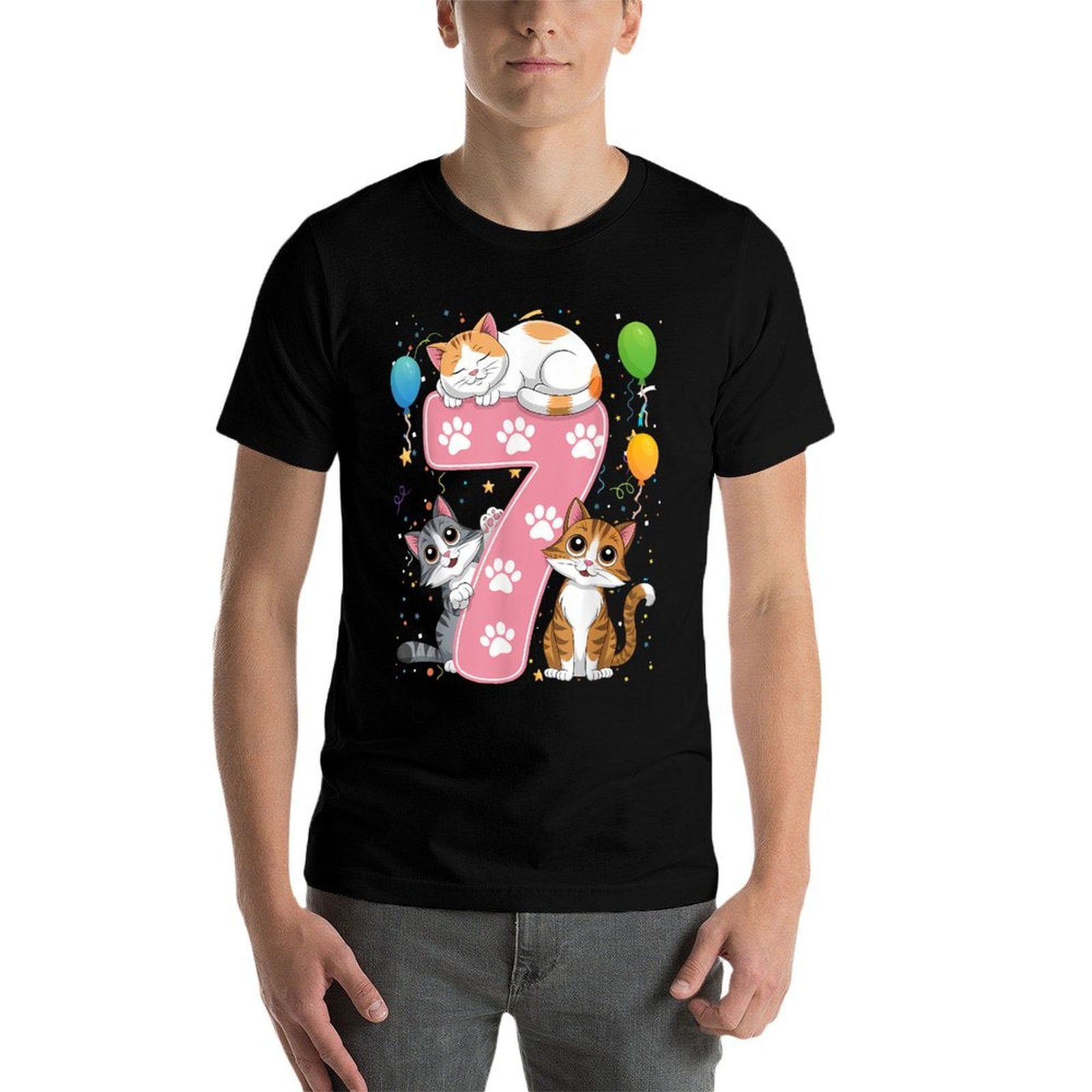 Kids 7th Birthday Girl Cats Outfit 7 Years Old  Quick-drying T-Shirt