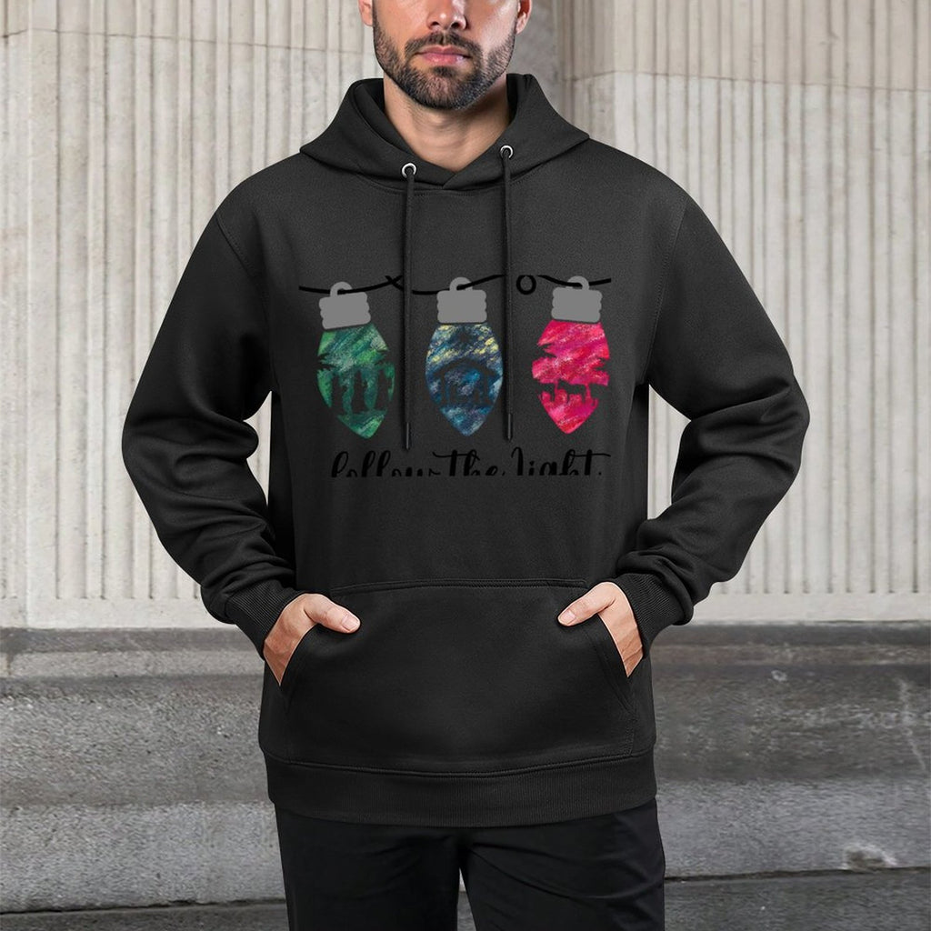 Follow The Light Christ Xmas Light Sweatshirt Breathable Fabric Hoodie