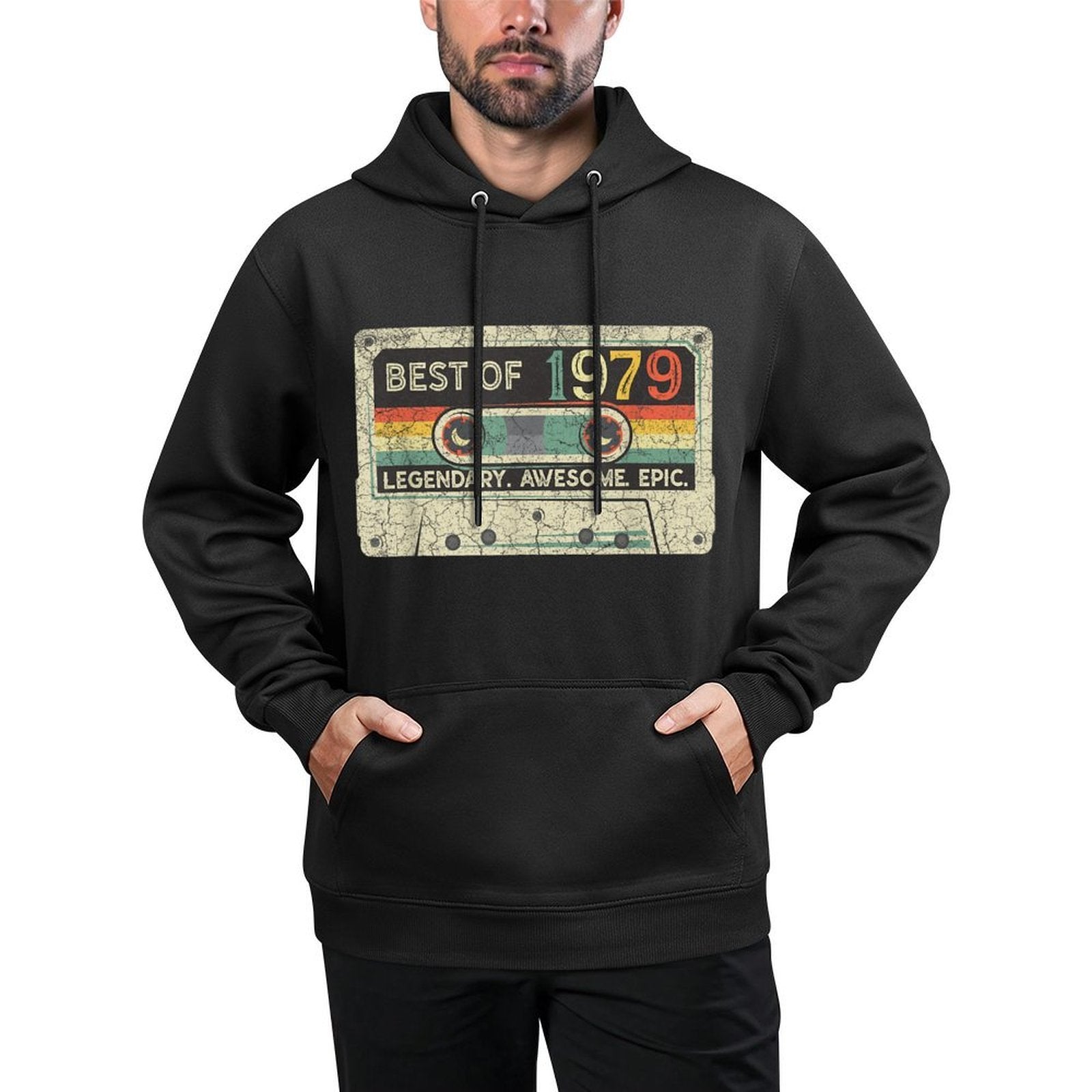 Vintage 1979 Limited Edition Cassette Tape 43th Birthday Versatile Streetwear Hoodie