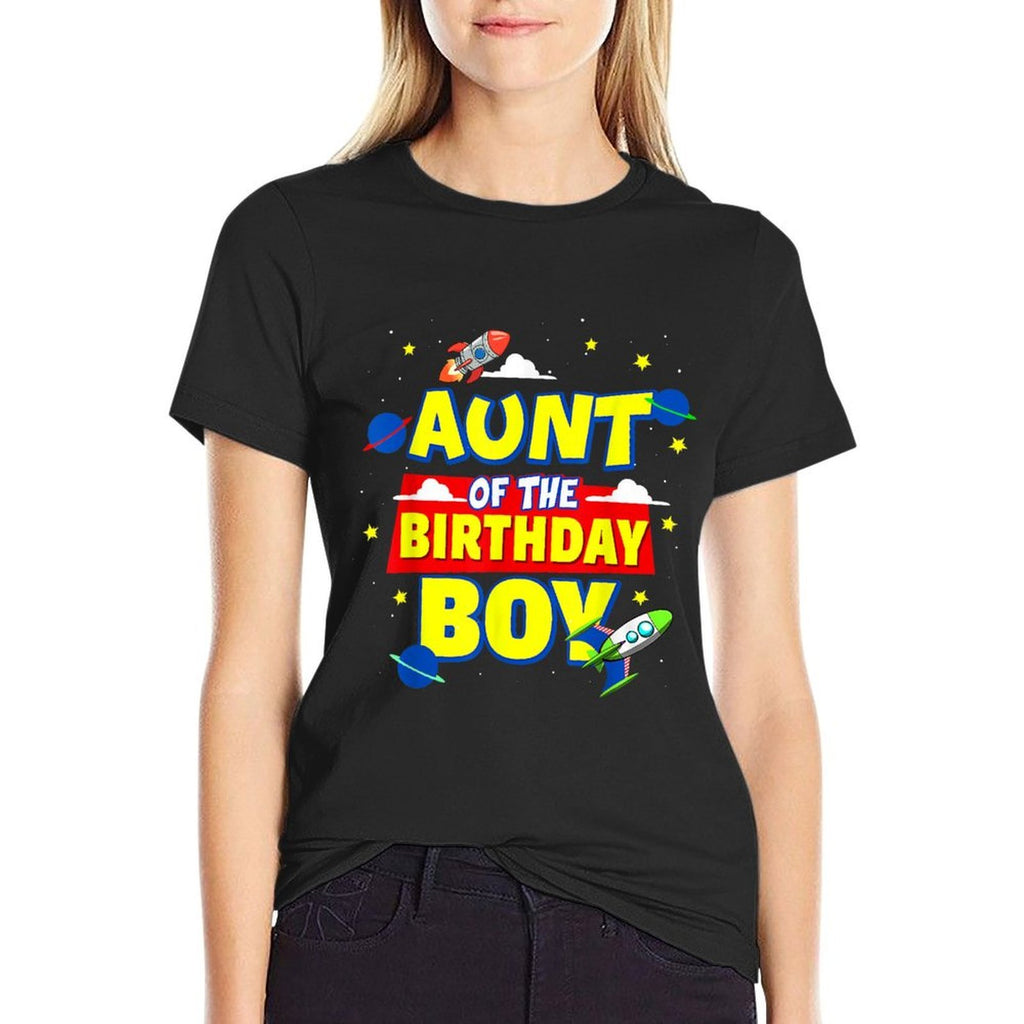 Aunt Of The Birthday Astronaut Boy Outer Space Theme Party  Vintage-inspired T-Shirt