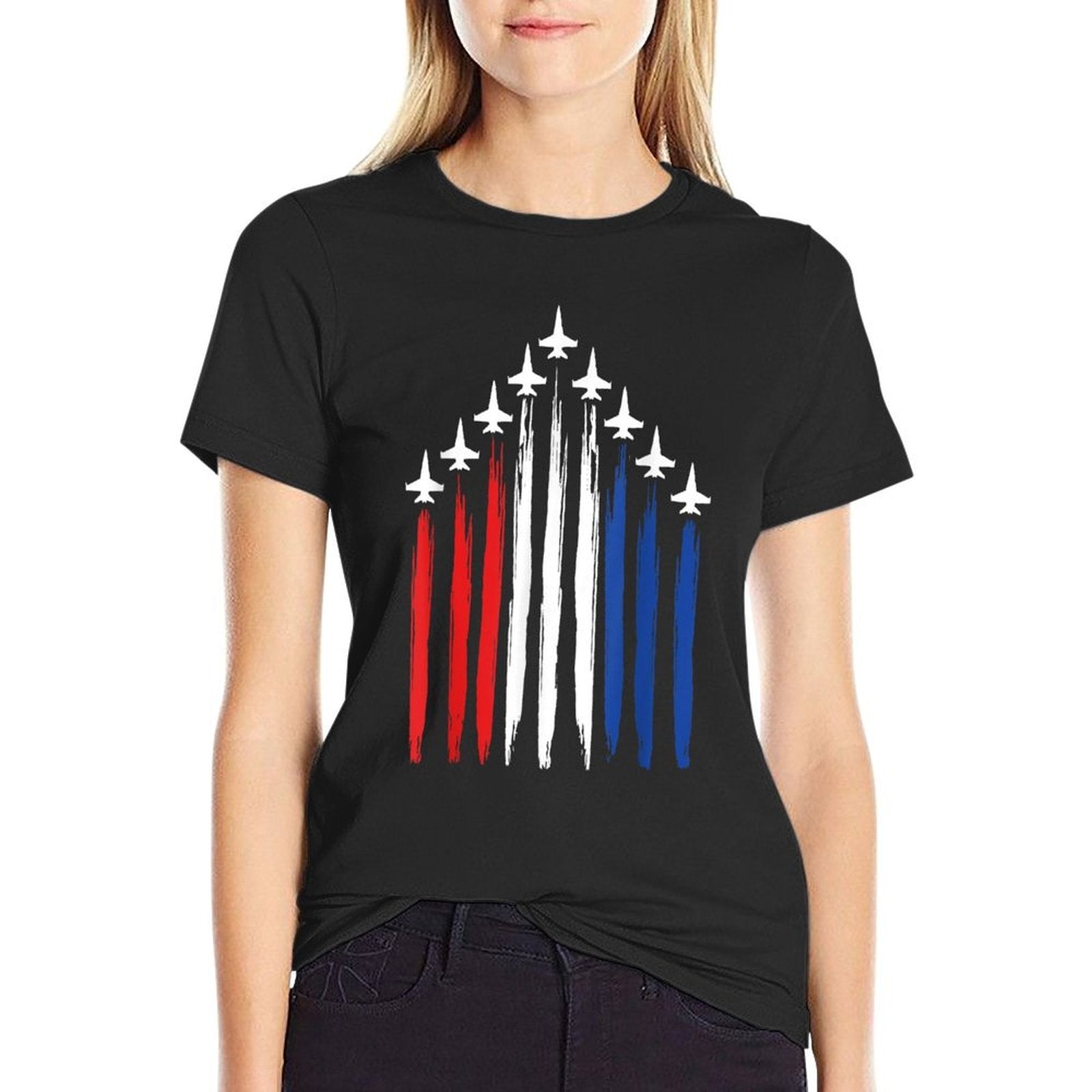 Fighter Jet Airplane American Fighter Jets 4th of July  Summer-ready Fabric T-Shirt