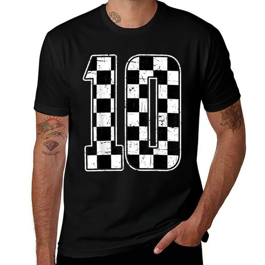 10 Year Old Pit Crew Boy Car Racing 10th Birthday Race Car  Vintage-inspired T-Shirt