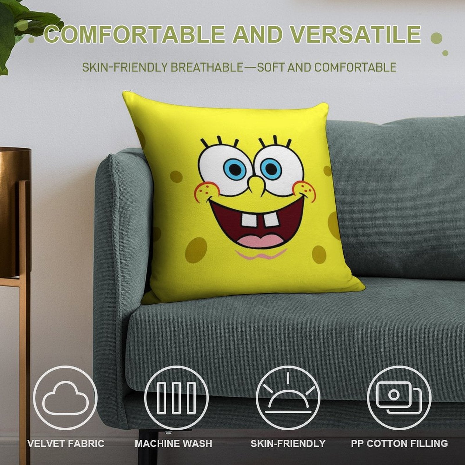 Spongebob Soft Reinforced Edging Throw Pillow