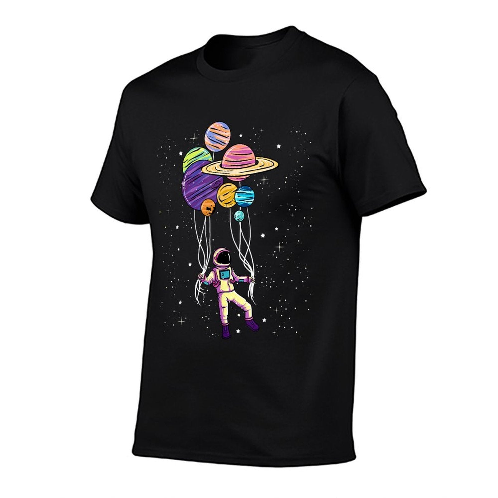 Astronaut Holding Planet Balloons Tshirt BoysGirls STEM Kids  Wrinkle-resistant T-Shirt