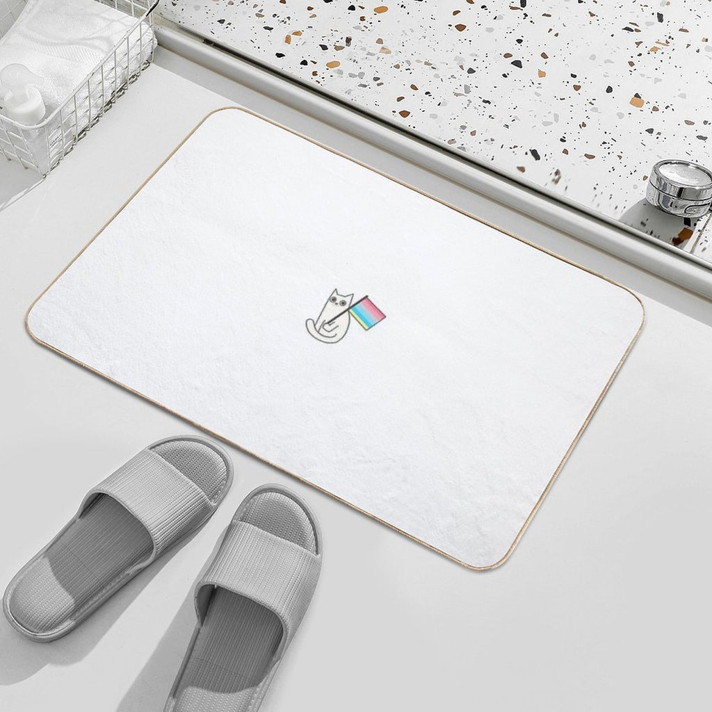 Genderflux Pride Flag White Cat Sticker  Non-Slip Bath Mat