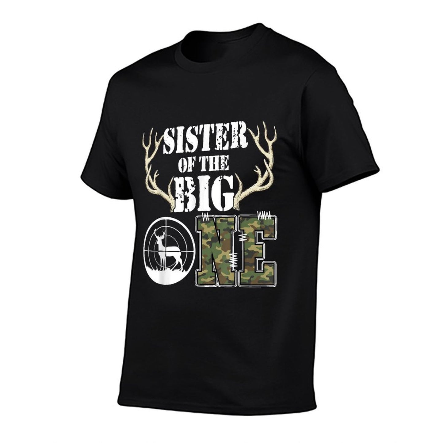 Sister of The Big One Birthday Boy Deer Hunter Camouflage  Relaxed-fit T-Shirt