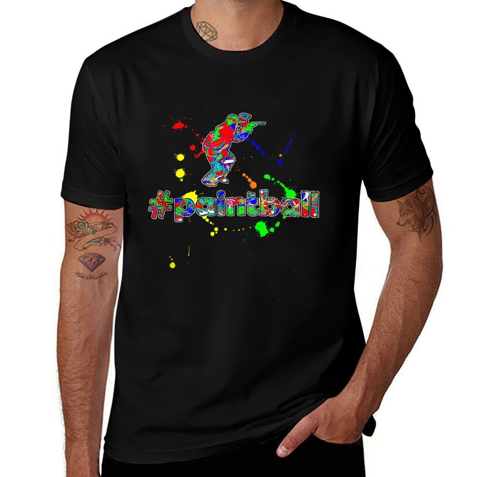 #Paintball Splatter Painting Watercolor Paintball T-shirt  Slim-fit Cut T-Shirt