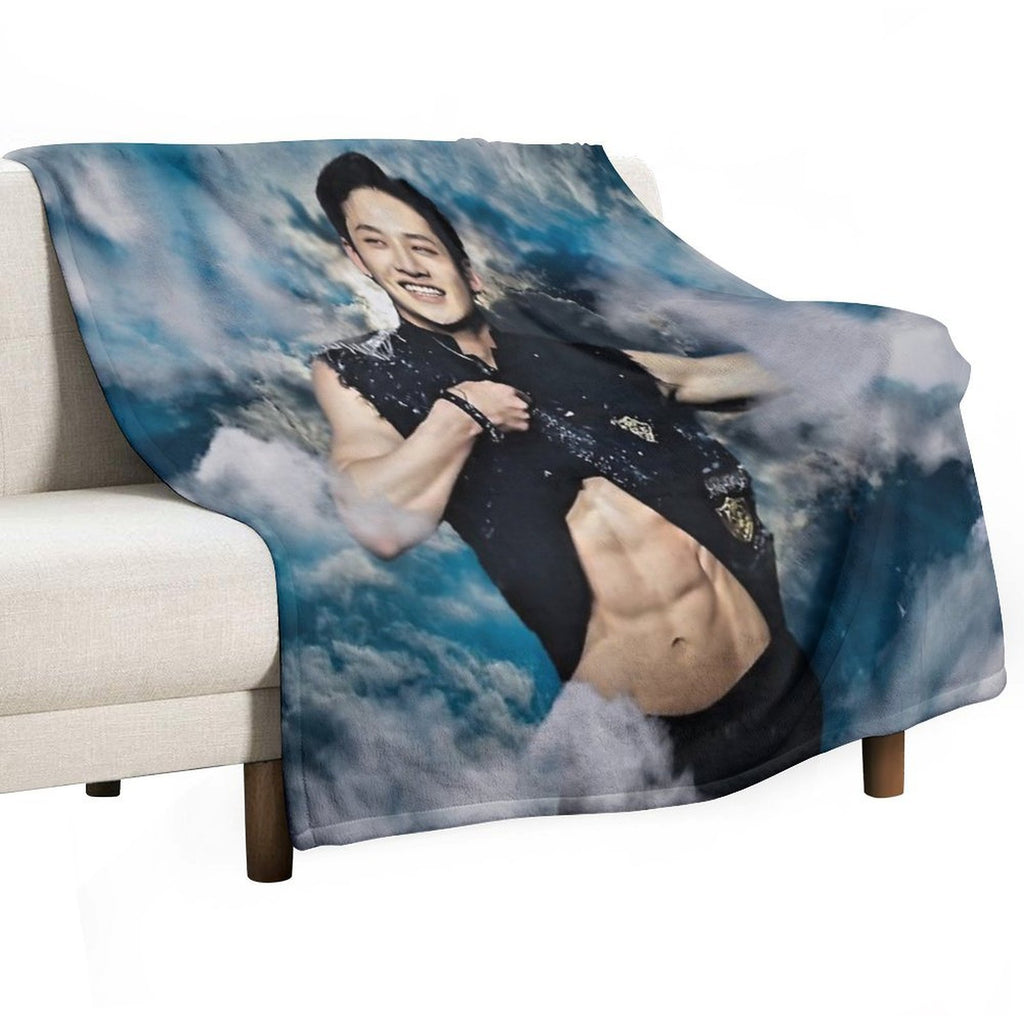 Bang Chan Smiling Cutely While Showing His Abs Versatility Throw Blanket