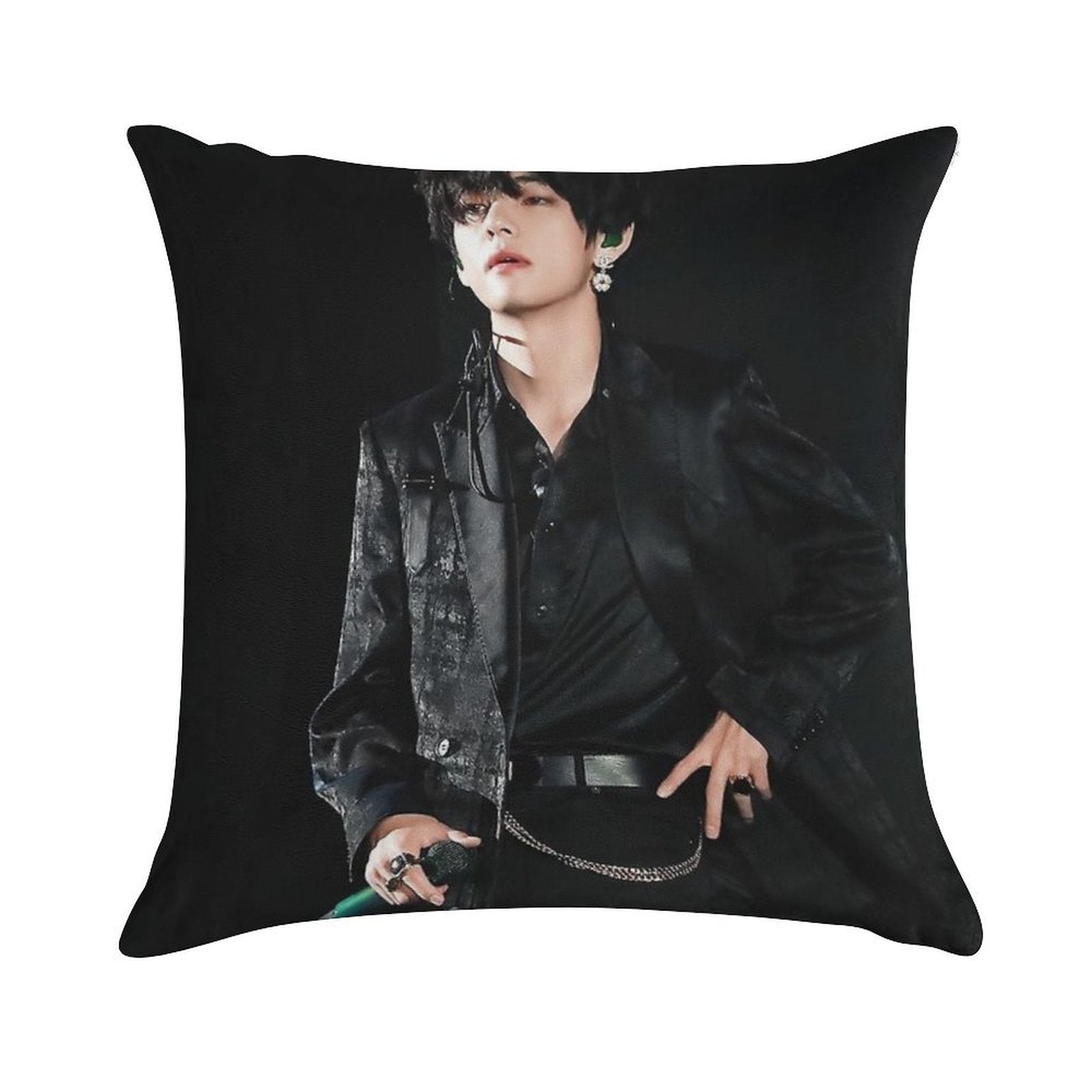 V in All Black Soft Hidden Zipper Throw Pillow