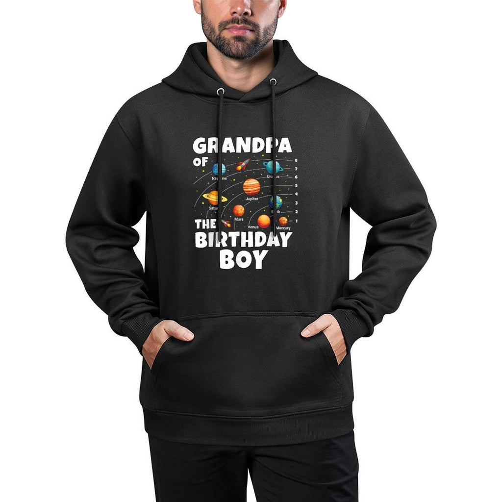 Grandpa of The Birthday Boy Space Planets Birthday Machine Washable Hoodie