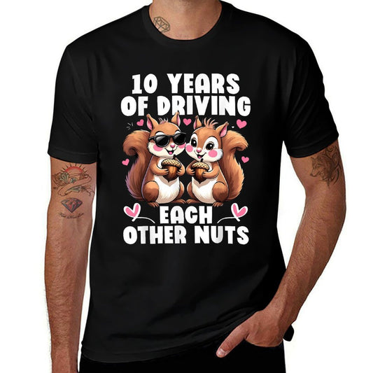 10 Years Driving Each Other Nuts Squirrel Couple Anniversary  Moisture-wicking T-Shirt