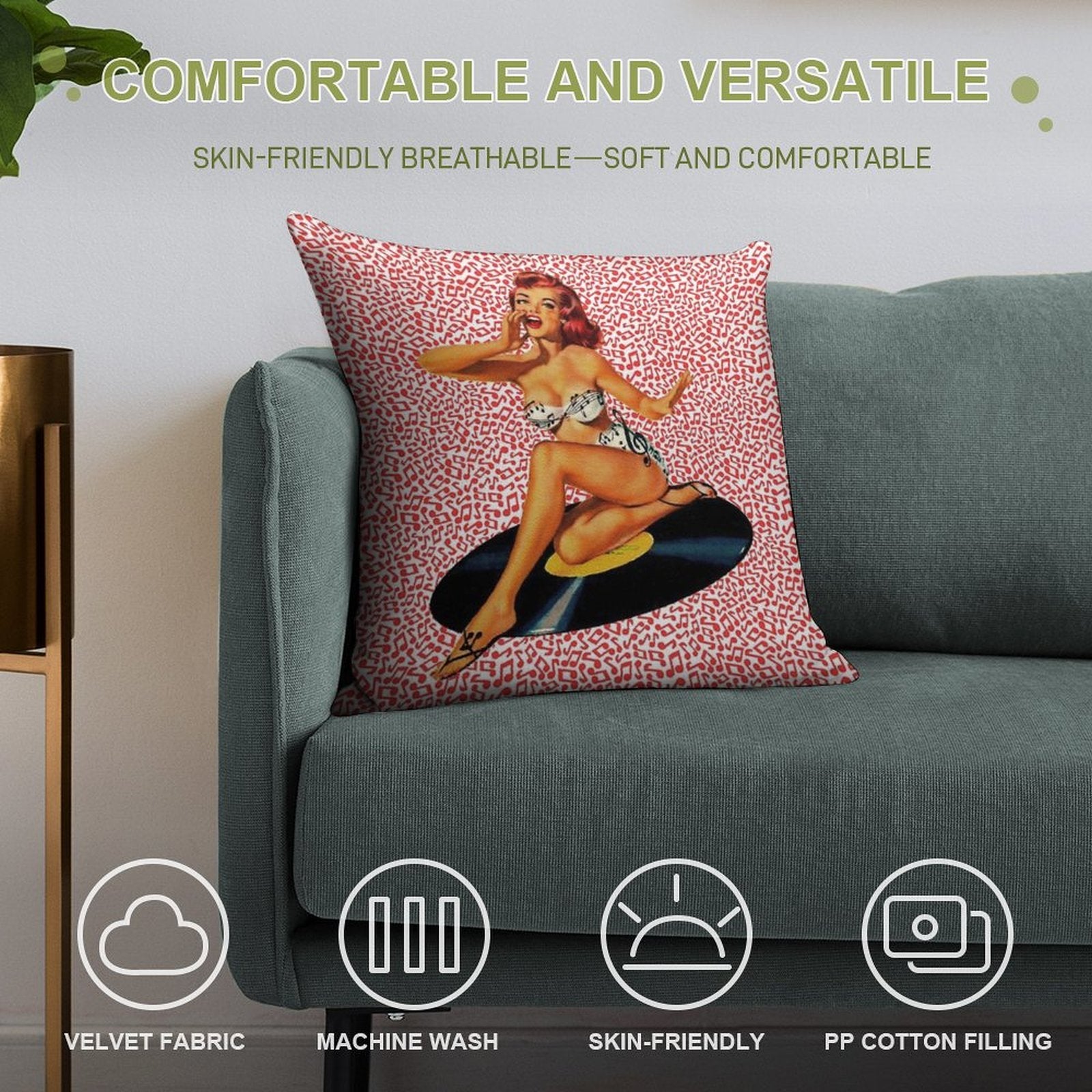 Rockabilly Goddess Soft Warmth Comfort Throw Pillow