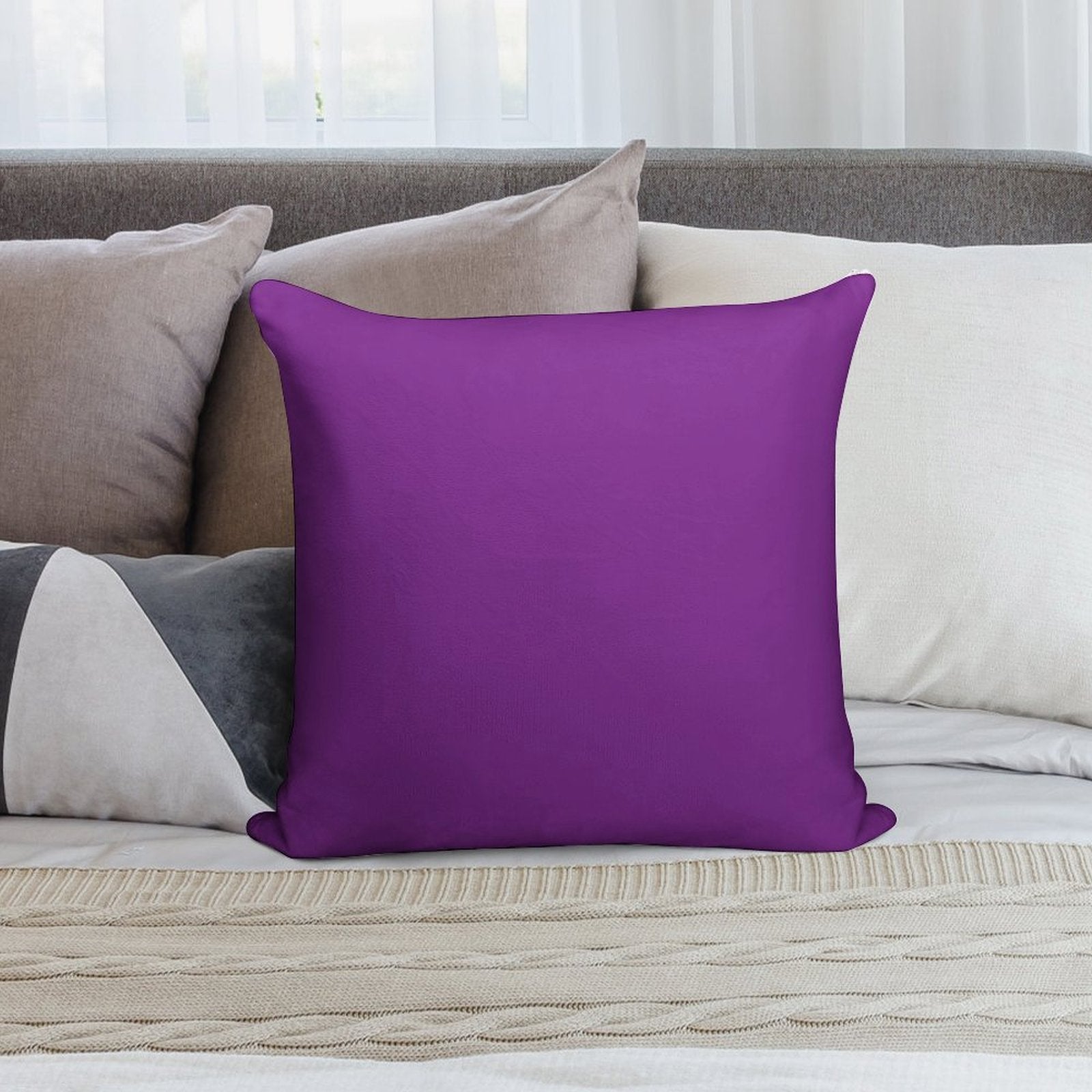 Violet Mauve Purple Solid Color Decor Soft Gift Ready Throw Pillow