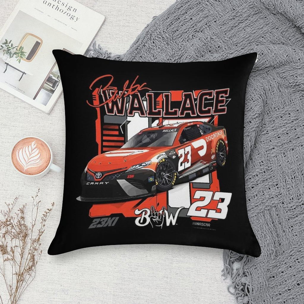 Bubba Wallace 23 Nascar Racing Car Soft Hidden Zipper Throw Pillow