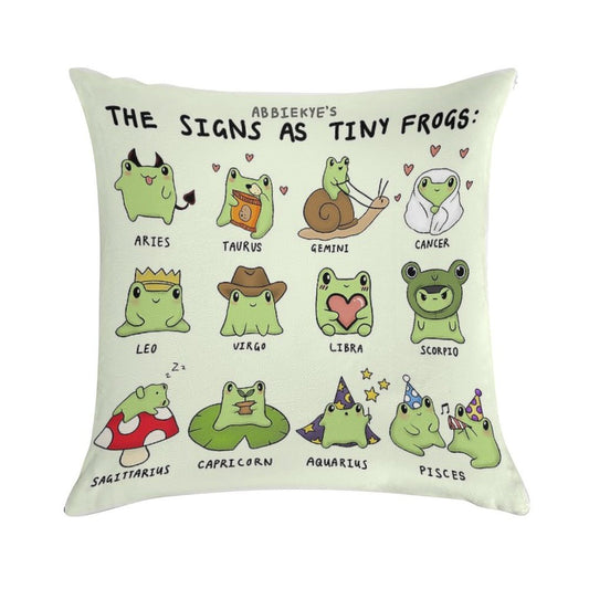 The Signs As Tiny Frogs Soft Shrink-Resistant Throw Pillow