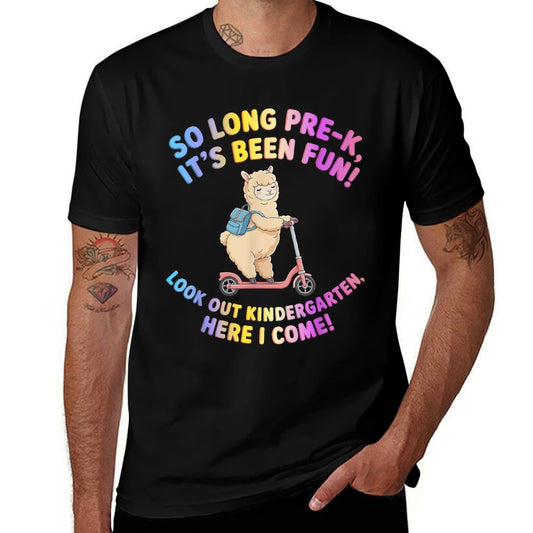 So Long Pre-K, Funny Alpaca Scooter, Back To School for Kids  Graphic-printed T-Shirt