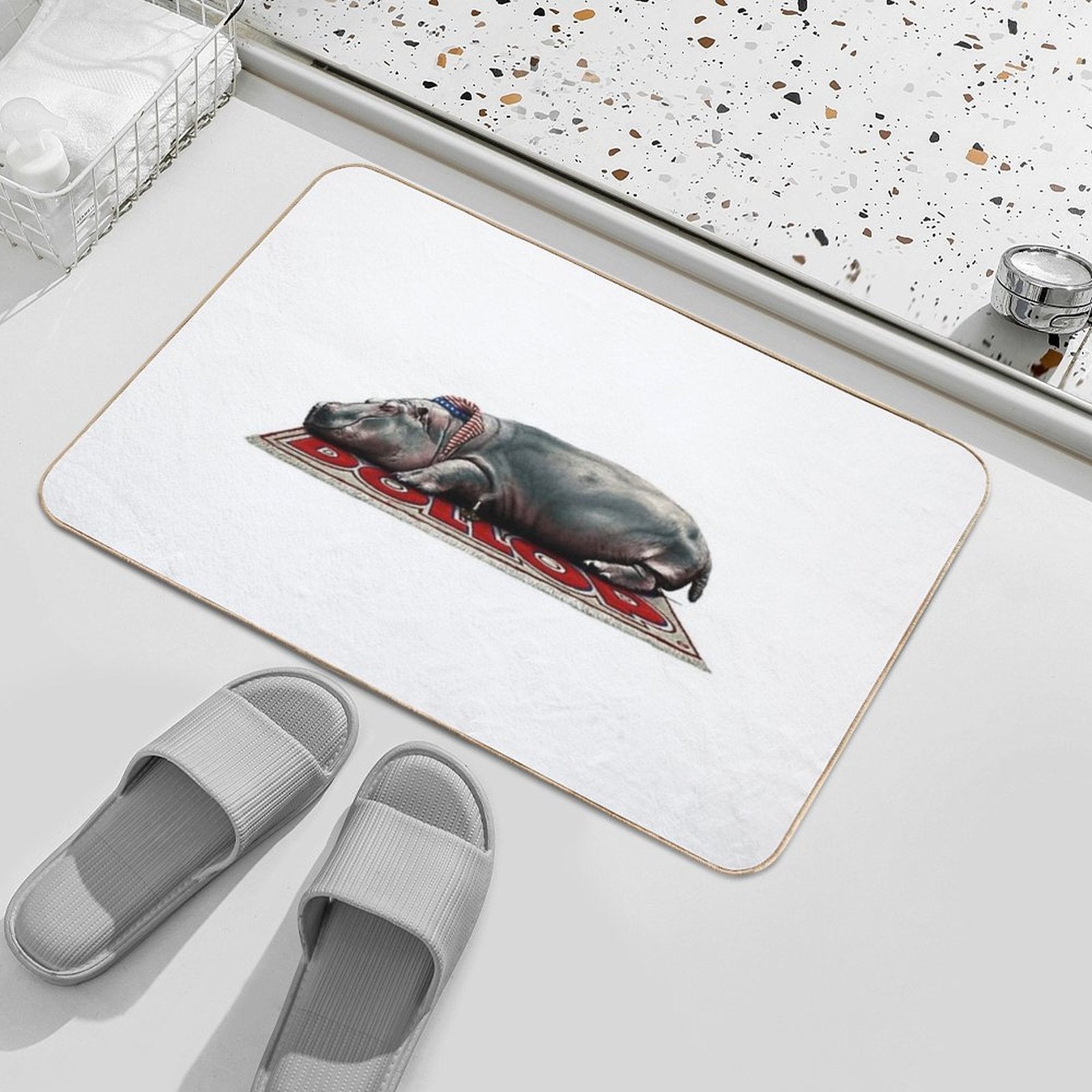 DOLLOP - Sleeping Hippo  Dirt-Trapping Bath Mat