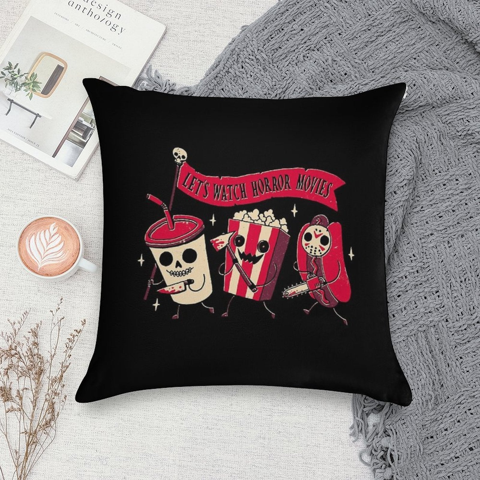 Midnight Movie Soft Washable Throw Pillow