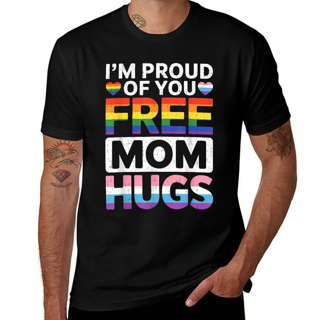 Rainbow Free Mom Hugs LGBTQ Pride Month Trendy LGBT Women  Wrinkle-resistant T-Shirt