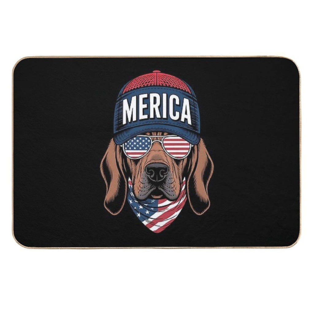 Bloodhound 4th of July US American Flag Dog Patriotic  Rapid-Drying Bath Mat