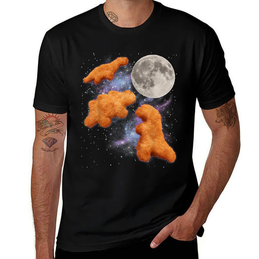 Three Chicken Nuggets Howl at Moon Funny Parody Dino Nugget  Graphic-printed T-Shirt