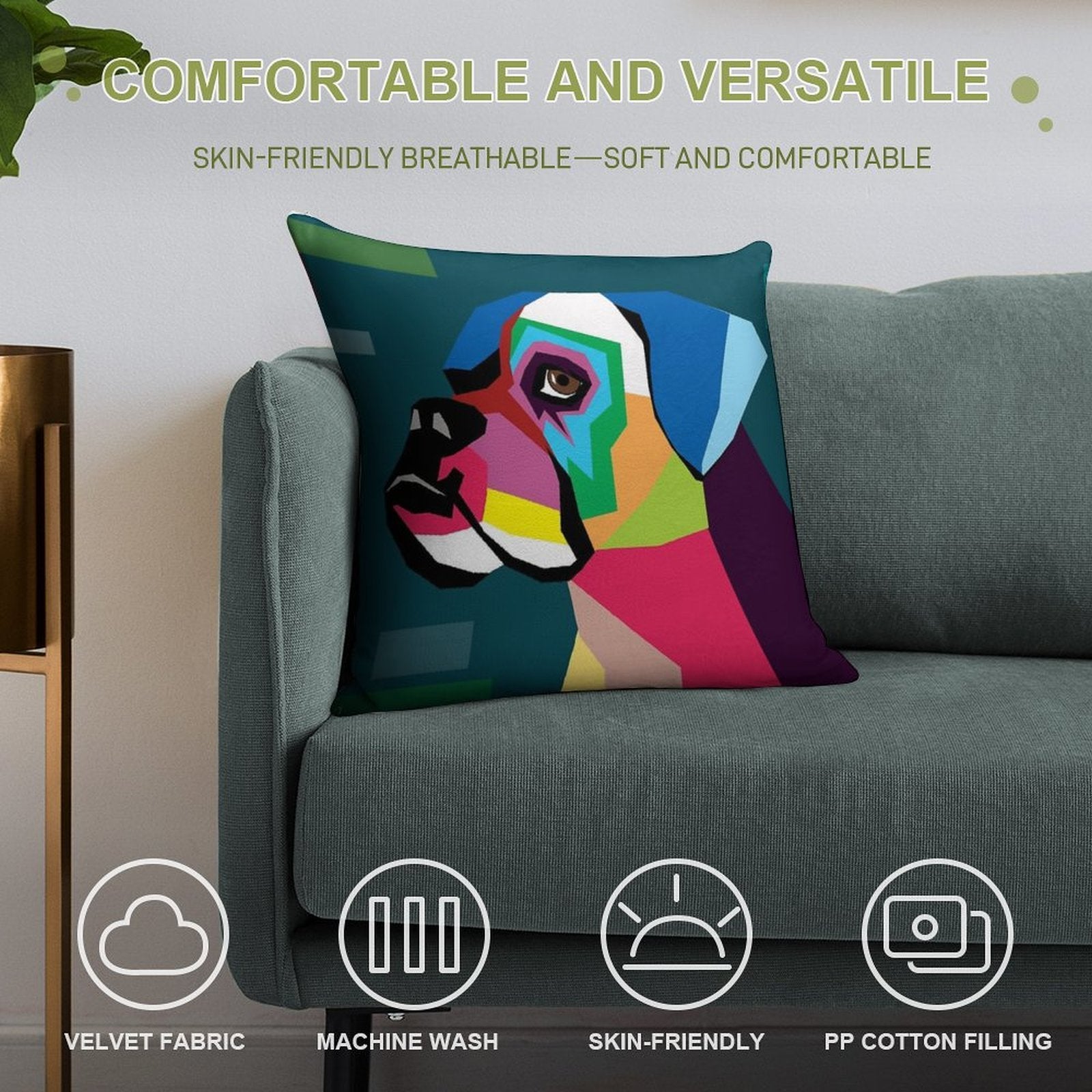Boxer Soft Short Plush Fabric Throw Pillow