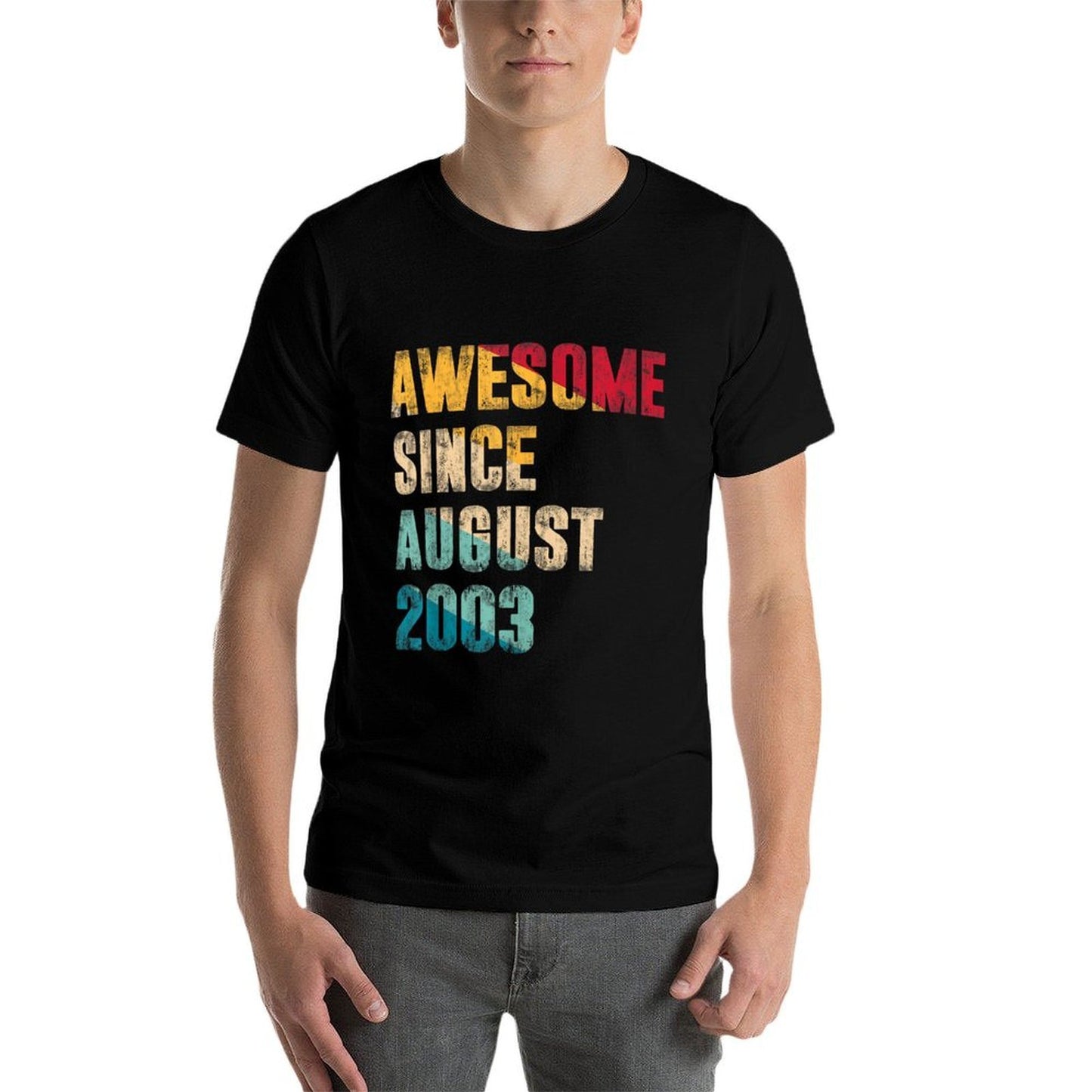 21 Years Old Gifts Awesome Since August 2003 21st Birthday  High-quality Stitching T-Shirt