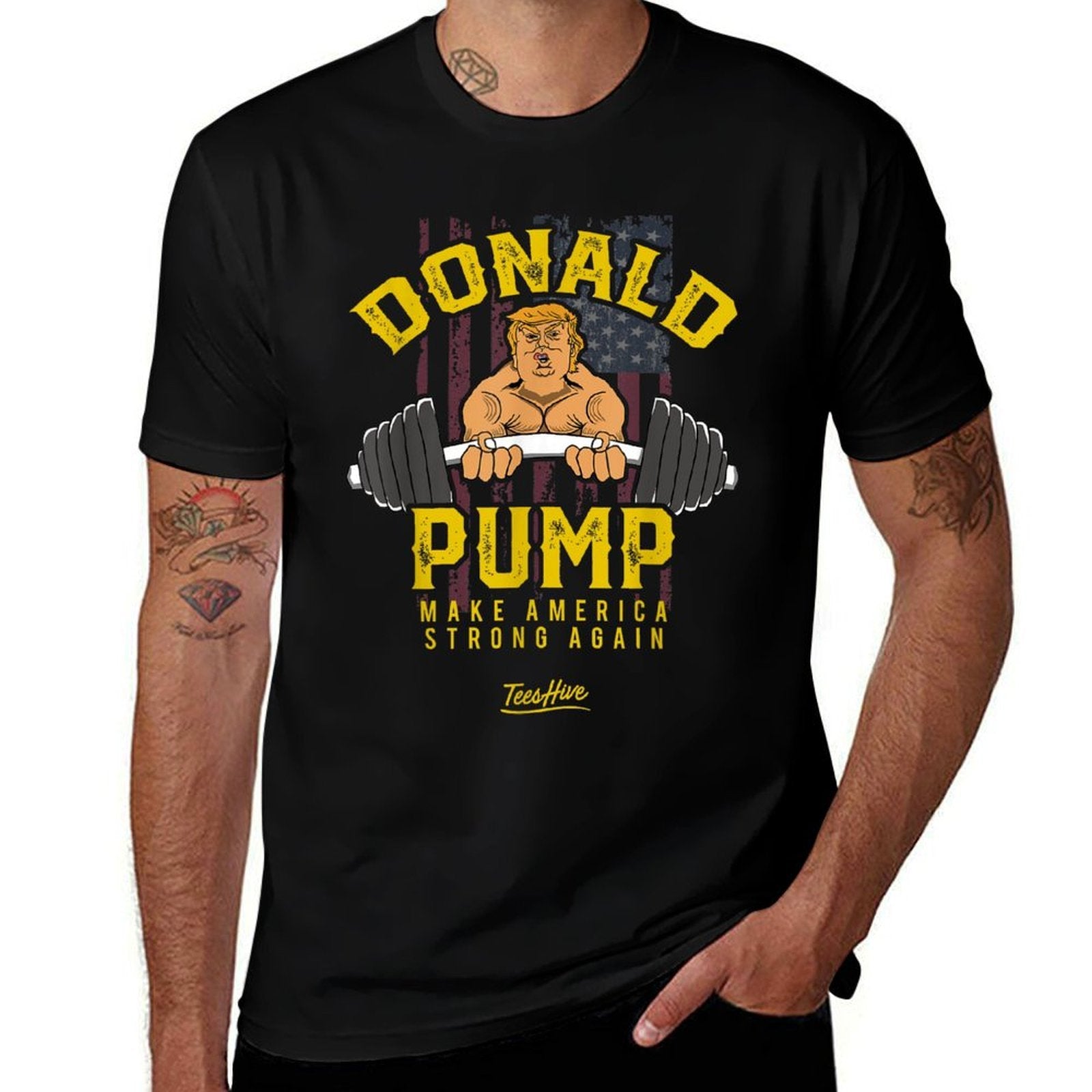 Donald Pump Trump Gym Trump Workout Trump  Tagless Design T-Shirt
