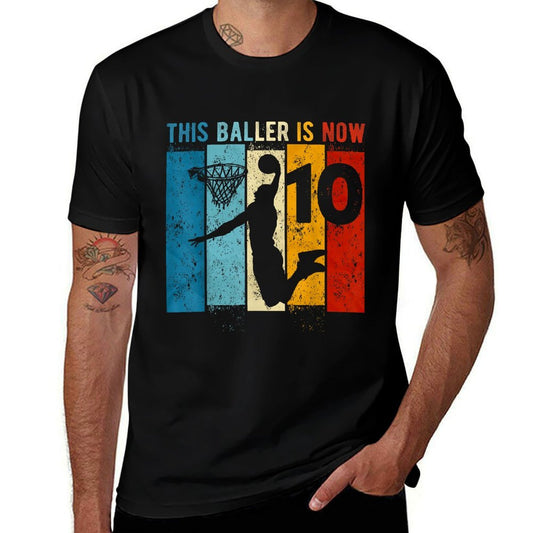 10 Year Old Basketball 10th Birthday Boy  Heathered Texture T-Shirt