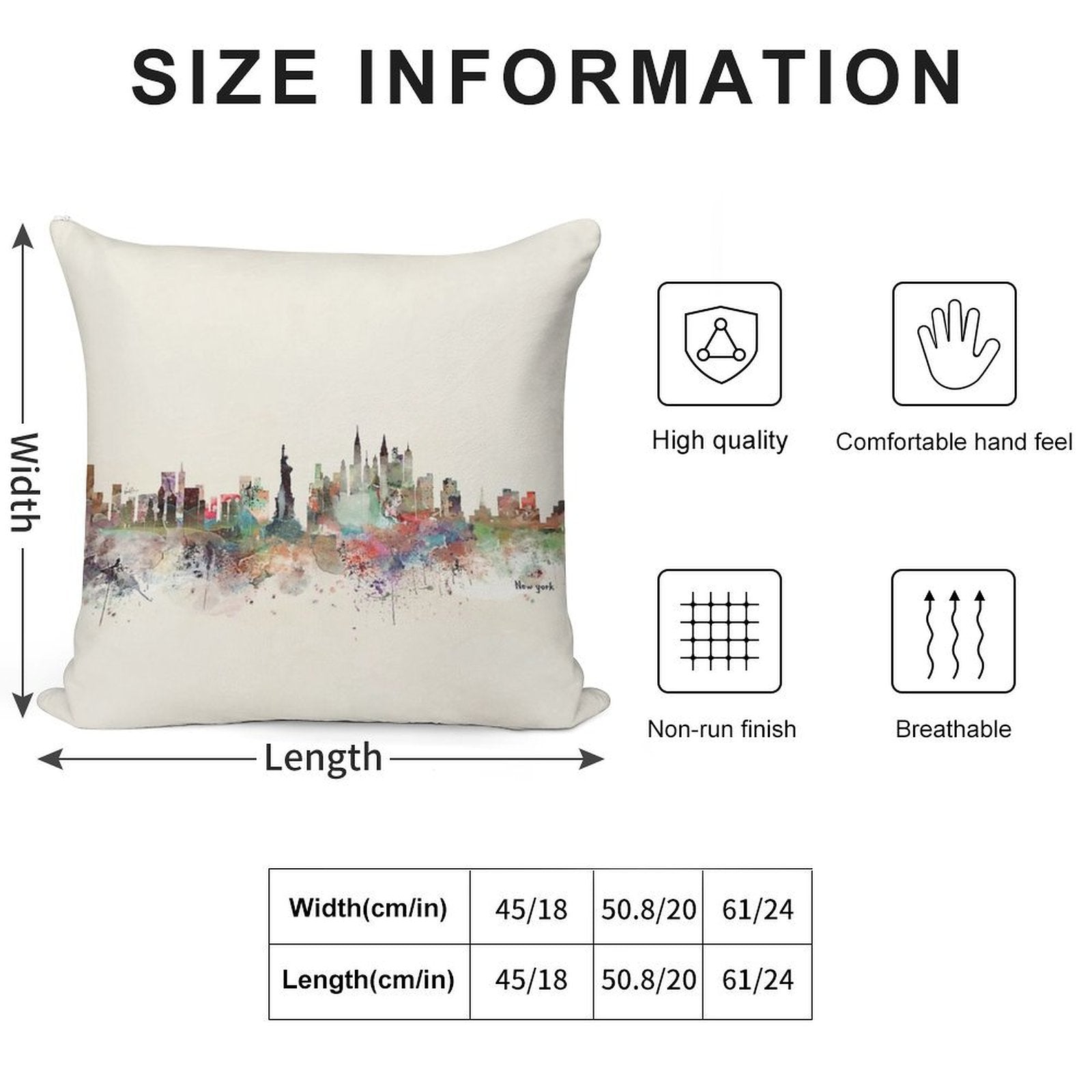New York City Skyline Soft Luxury Feel Throw Pillow