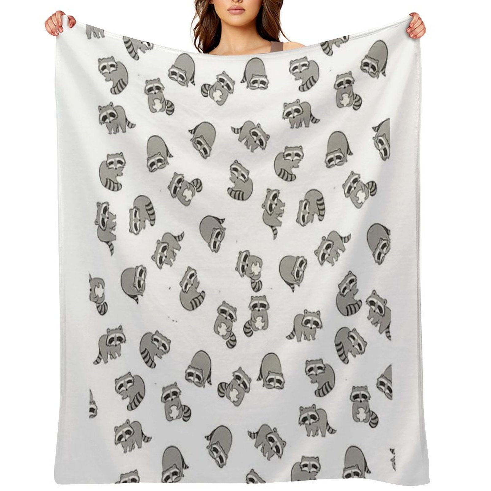 Raccoon Pattern Eco-conscious Throw Blanket