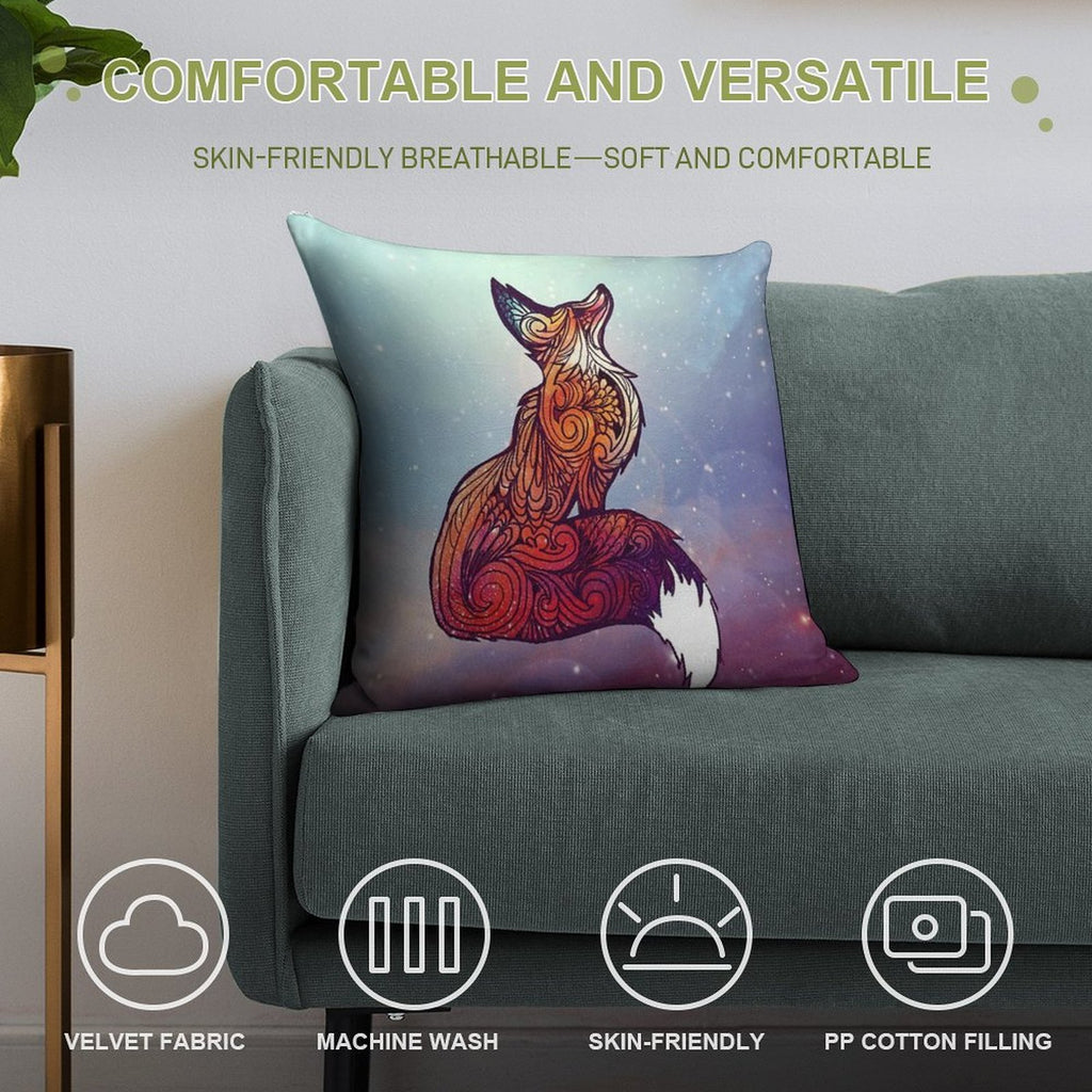 Space Fox Soft Reinforced Edging Throw Pillow