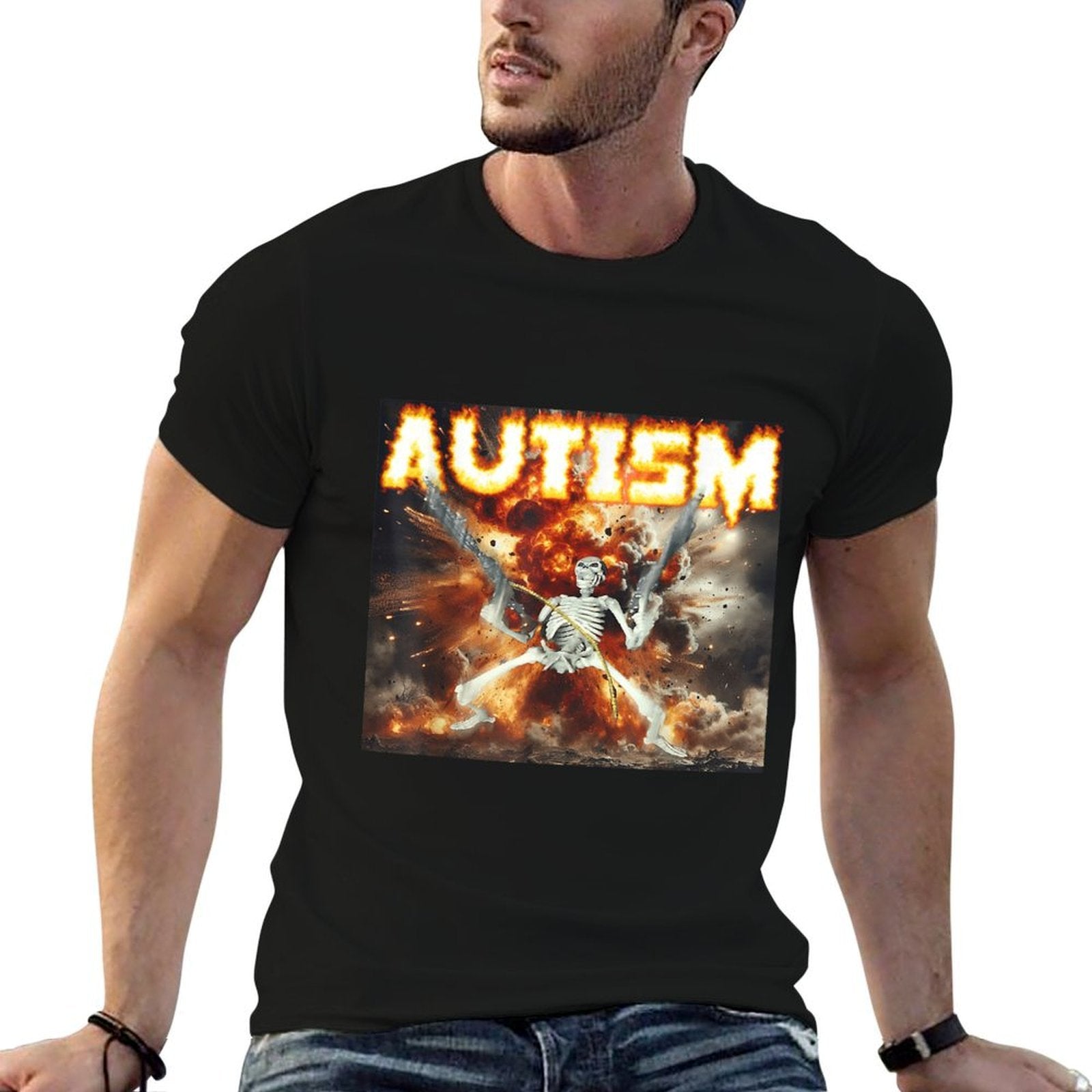 Autistic Funny Skeleton Autism Skeleton Meme Oddly  Classic T-Shirt