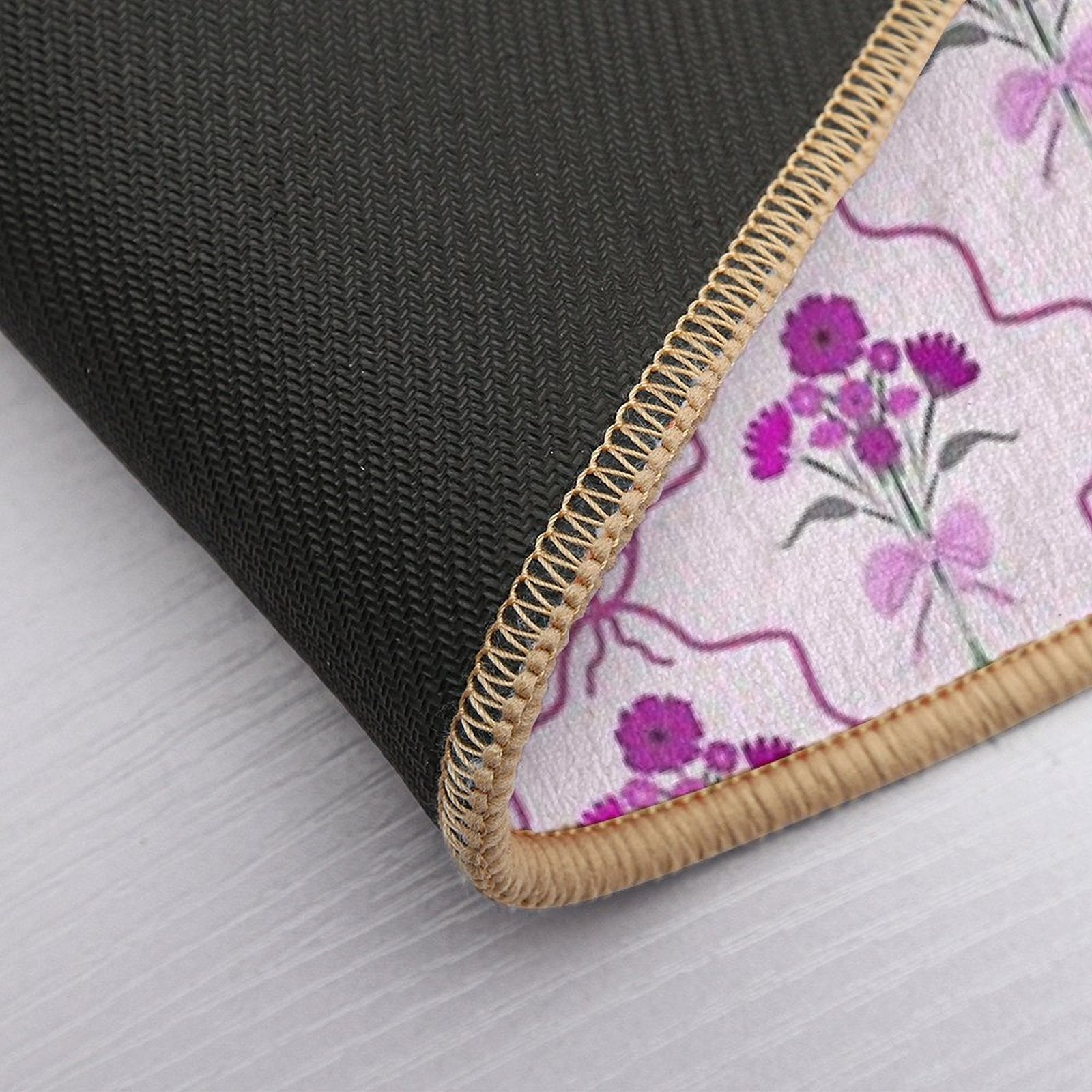 Pink Purple Flowers Branches on Pink Bakground  Rapid-Drying Bath Mat