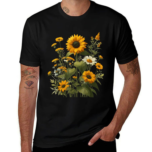 Sunflower Wildflower Botanical Plant Gardening  Stretchy T-Shirt
