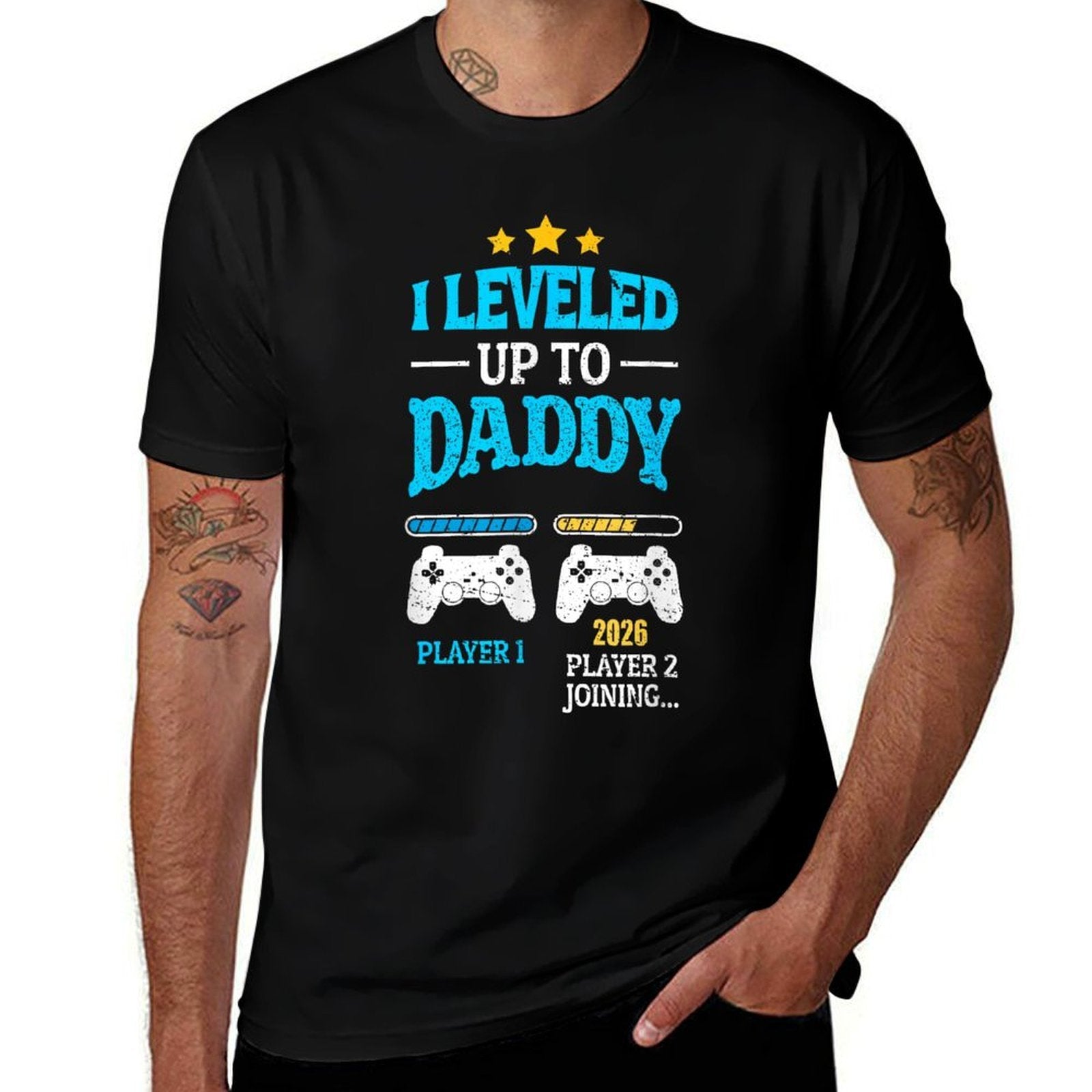 New Dad Fathers Day Leveled Up To Daddy 2026 Level Unlocked  Oversized Silhouette T-Shirt
