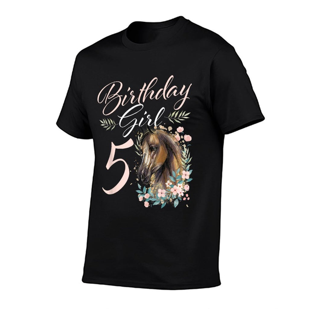 5th Birthday Girl Horse Lover 5 Years Old Bday  Polyester Blend T-Shirt