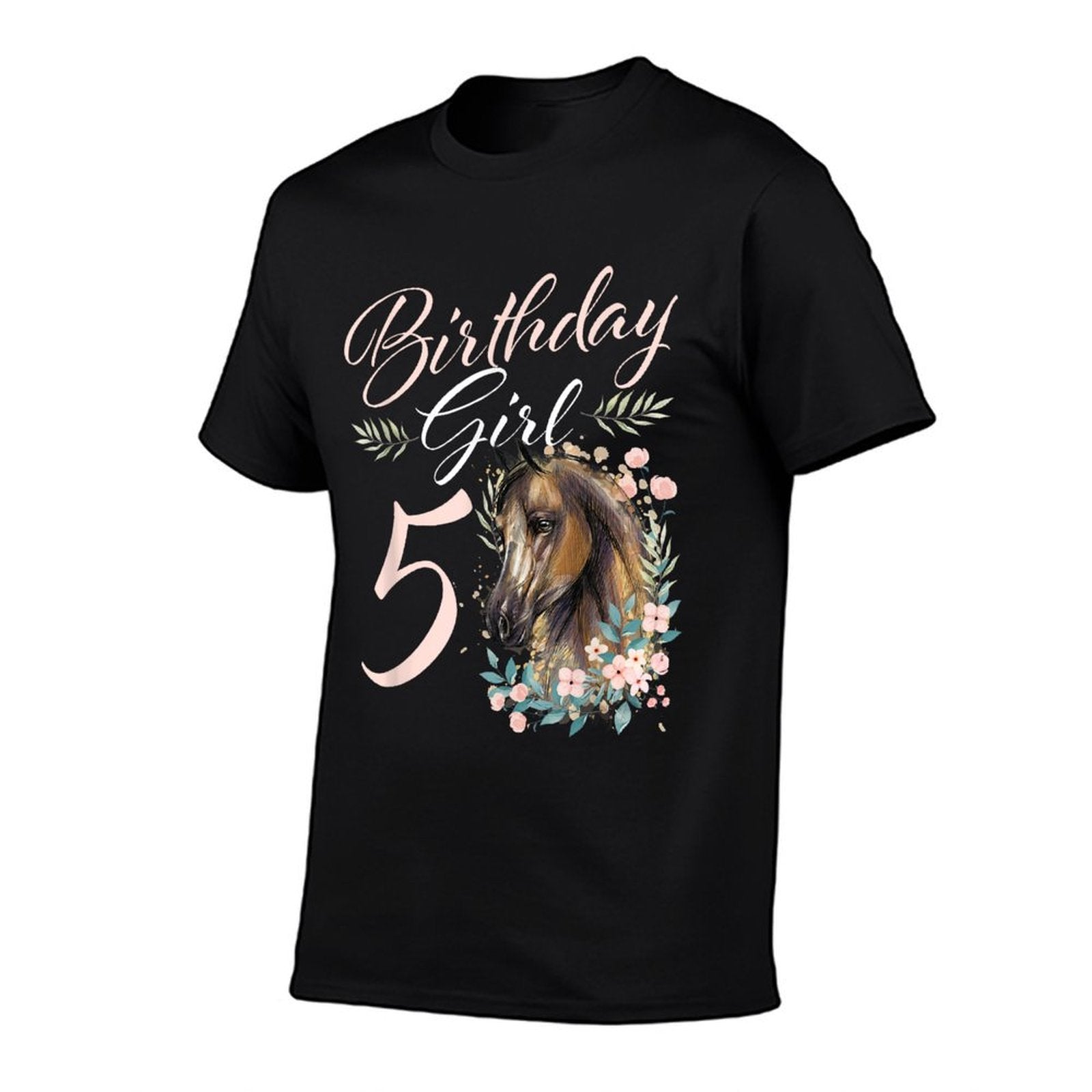 5th Birthday Girl Horse Lover 5 Years Old Bday  Polyester Blend T-Shirt