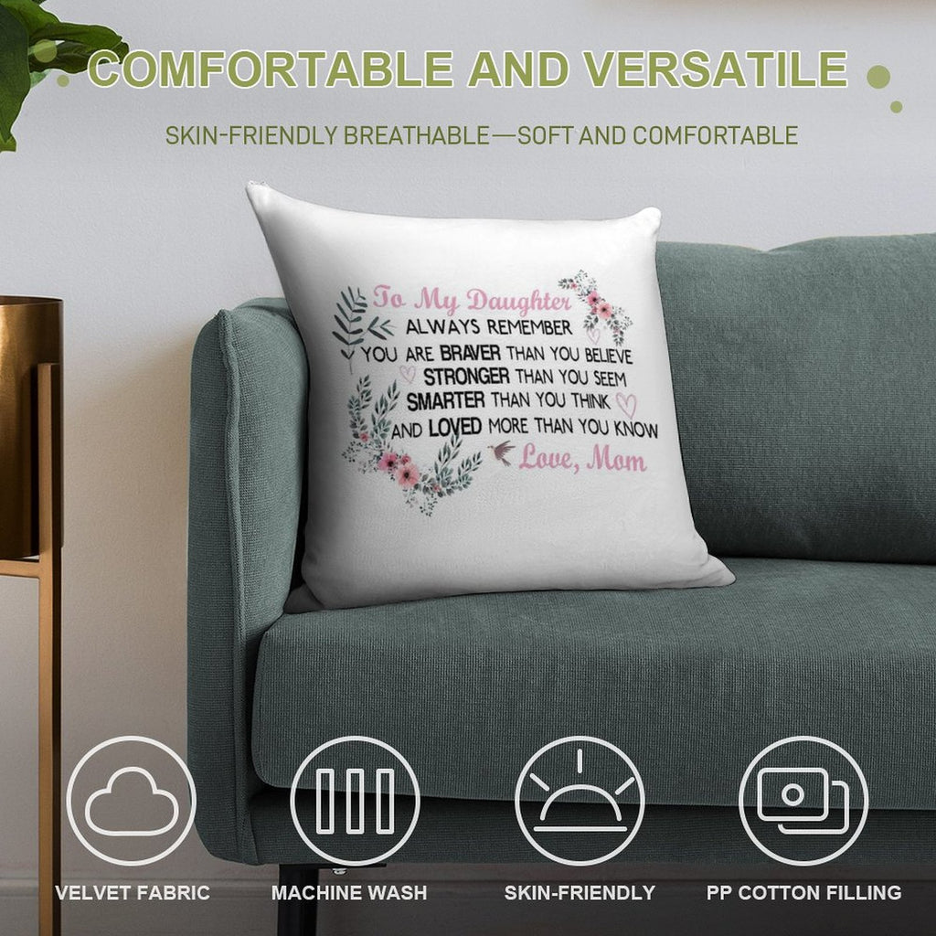 Gifts for Daughter From Mom, Daughters Birthday Gift, Heart with Inspirational Words, to My  Daughter, Body Burlap Throw Pillow Soft Anti-Pilling Throw Pillow