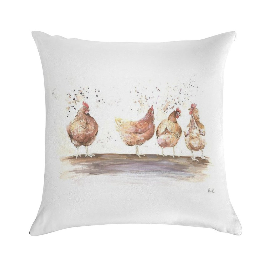 Watercolour Chickens Soft Warmth Comfort Throw Pillow