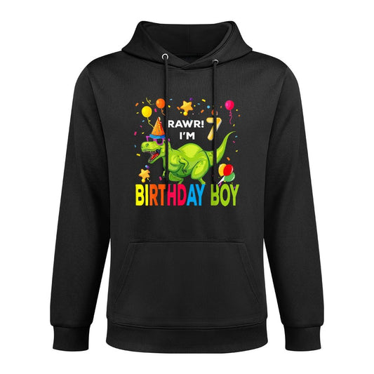 &#34;7th Birthday Dinosaur T Rex 7 Year Old Boy Kids&#34; Colorfast Hoodie