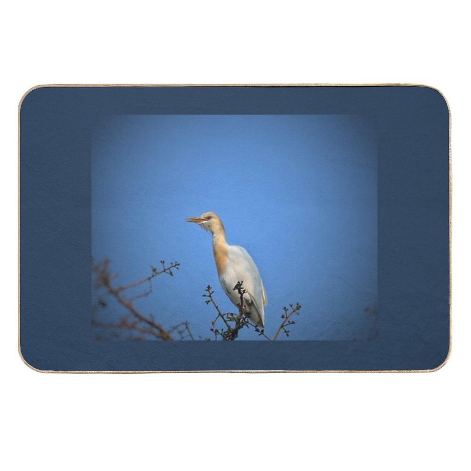 Cattle Egret Stands Gracefully in Field  Toxin-Free Bath Mat