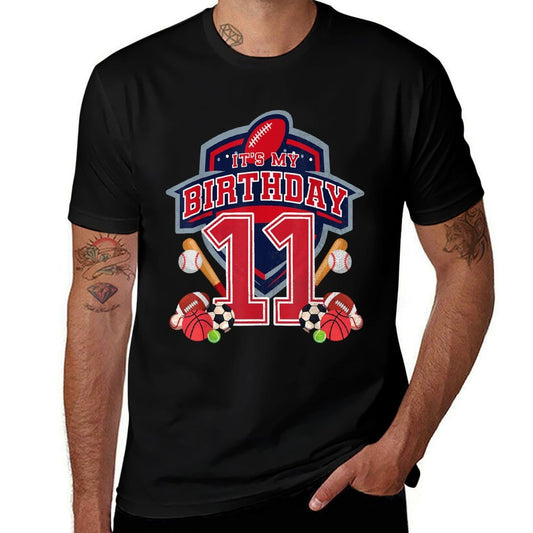Sports It's My 11th Birthday Boys 11 Year Old Birthday Party  Trendy Pattern T-Shirt