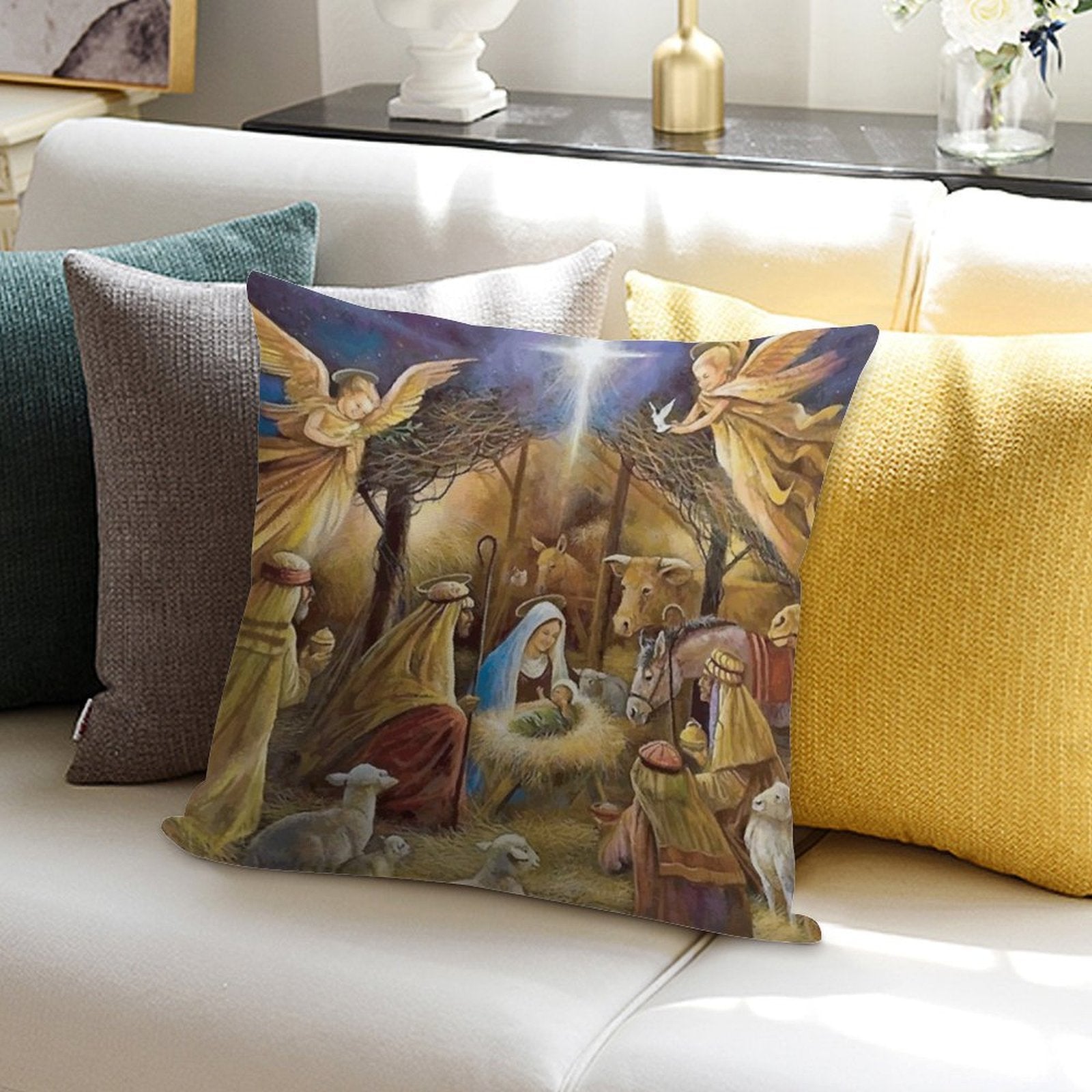 Christian Christmas Nativity Soft Multiple Sizes Throw Pillow