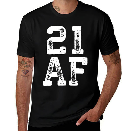 21 AF Legal 21st Birthday  Ribbed Collar T-Shirt